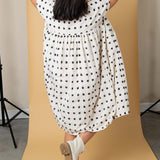 Meadow Dress - Ikat Squares Natural Black
