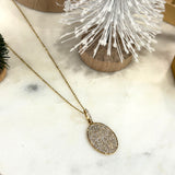 18K Gold Oval Pavé Diamond Necklace
