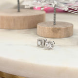14K White Gold Diamond Square Studs