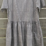 Hudson Dress - Menswear Stripe Black