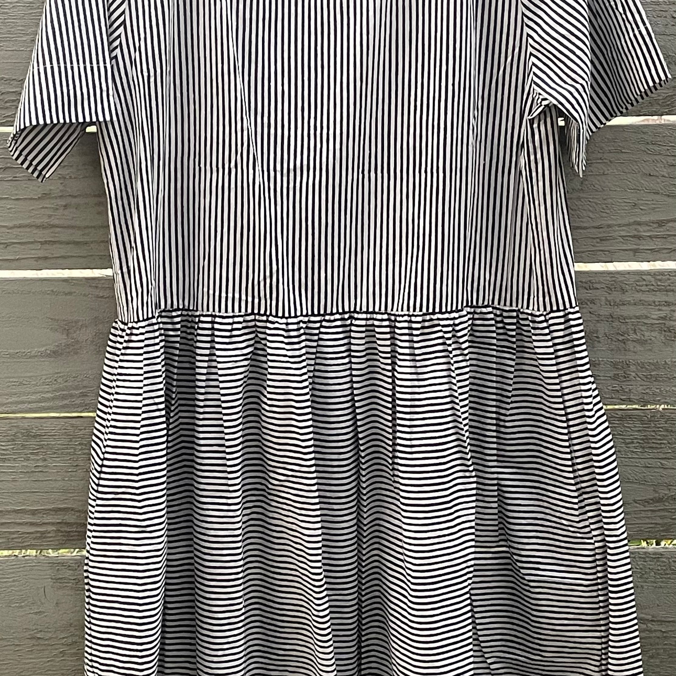 Hudson Dress - Menswear Stripe Black