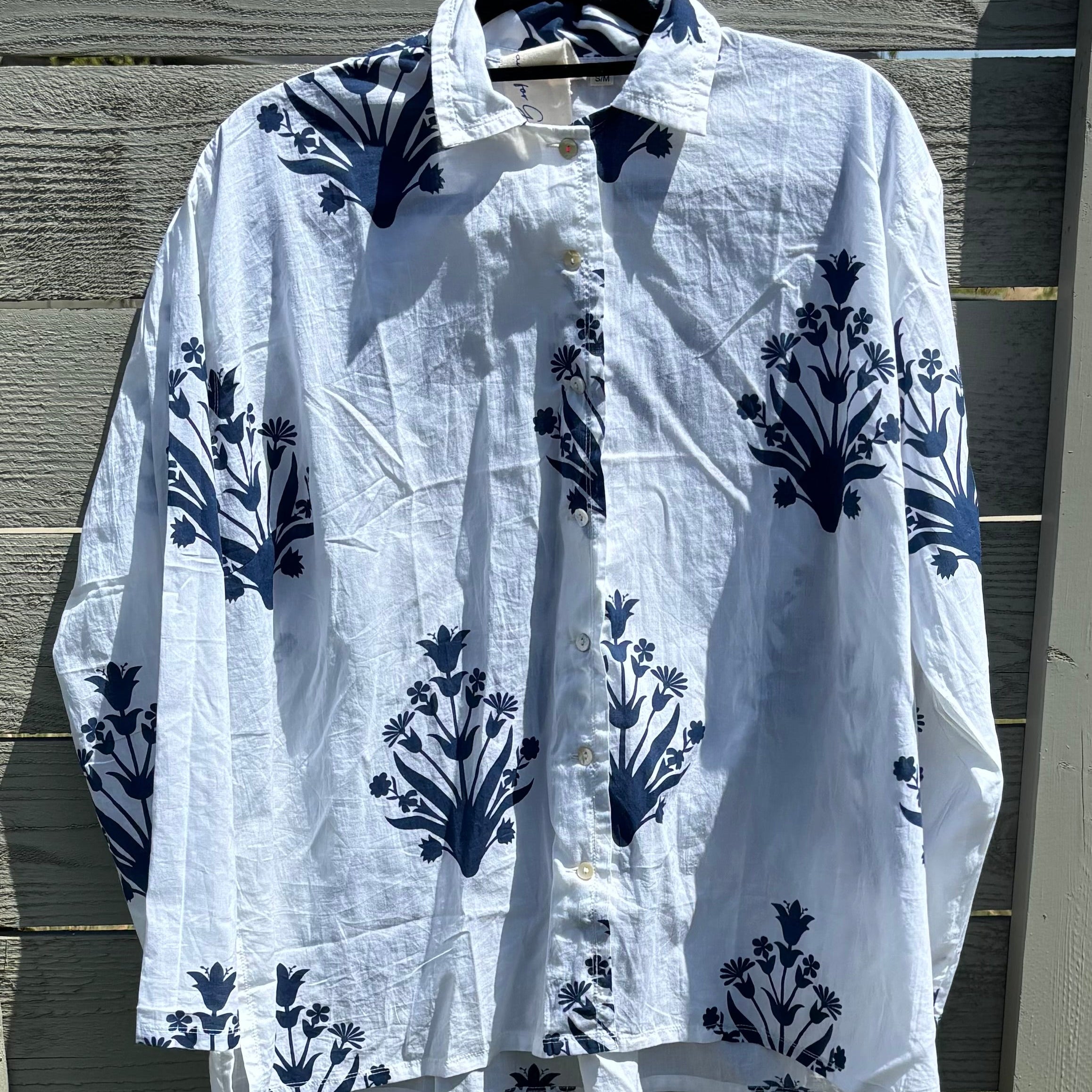 Relaxed Boyfriend Shirt - Cameo Floral True Navy