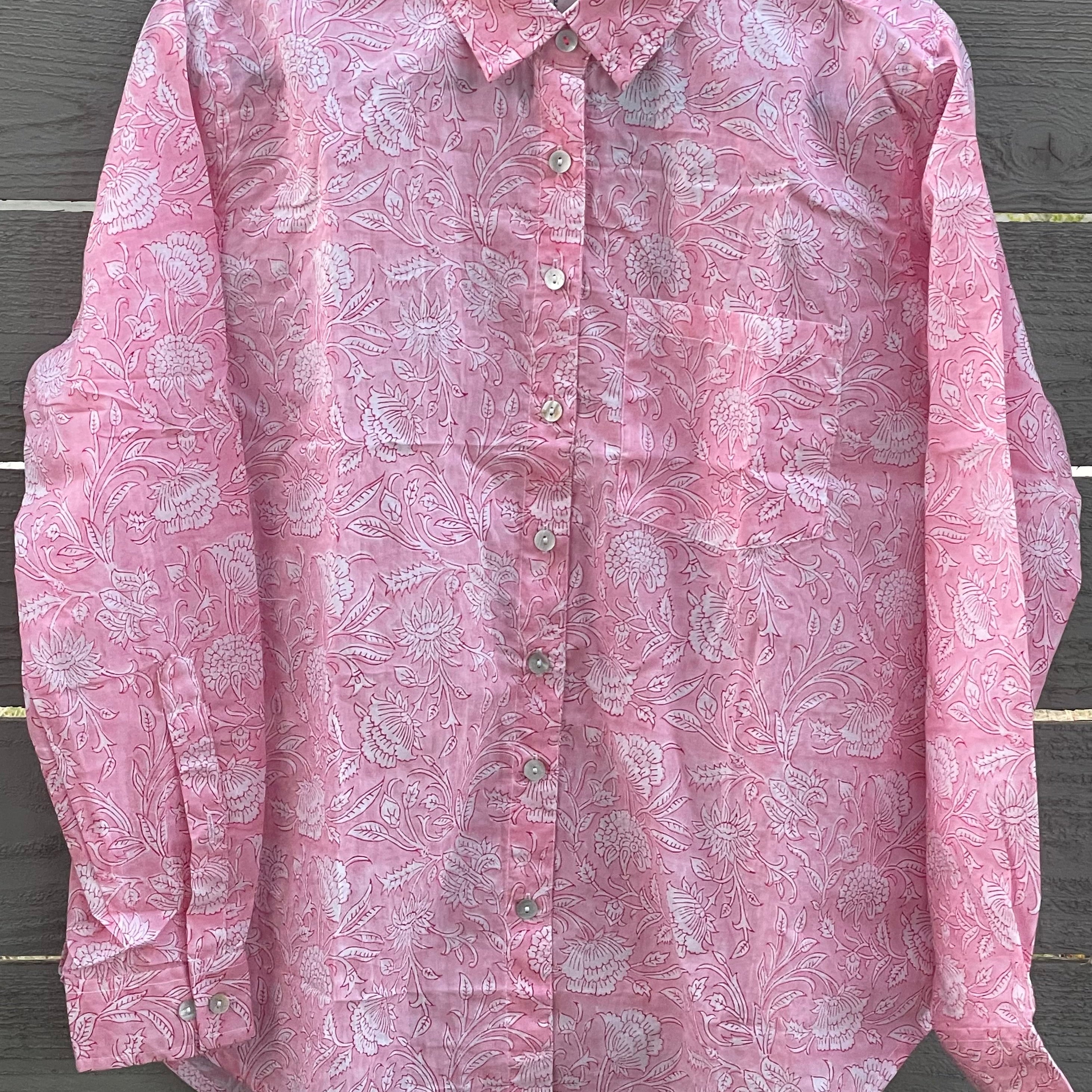 Good Boyfriend Shirt Floral Escape Tickled Pink Fuchsia