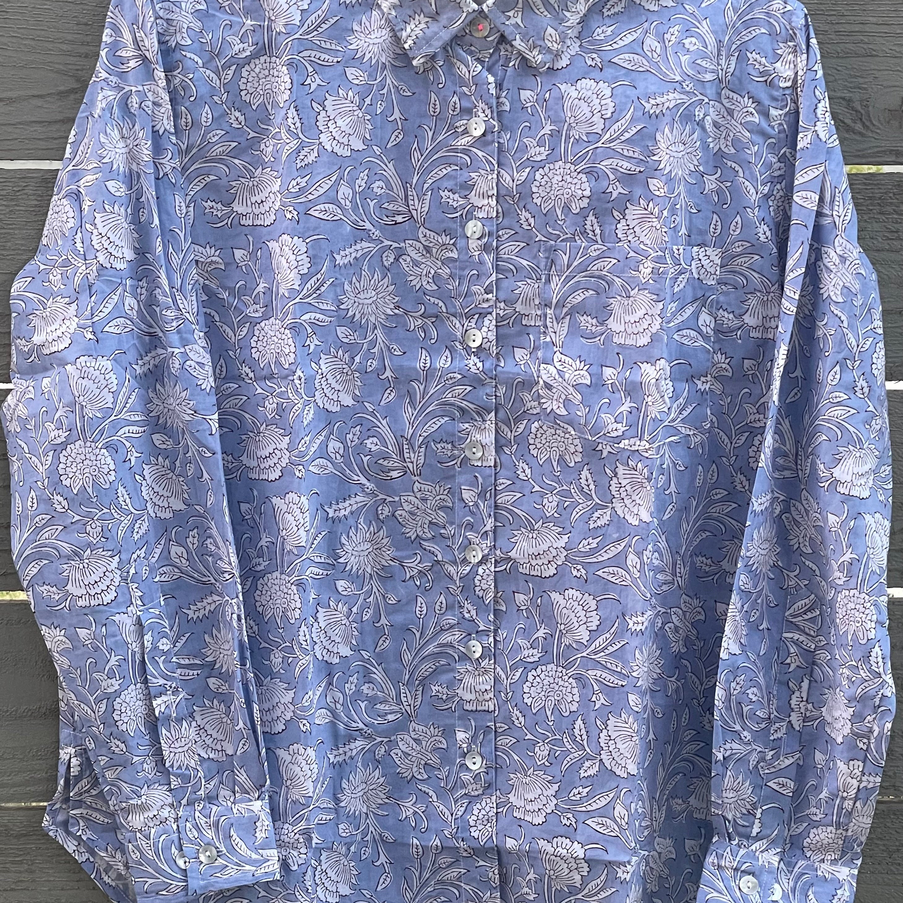 Good Boyfriend Shirt Floral Escape Cornflower Blue Pinecone