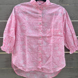 Good Girlfriend Shirt Short Sleeve with Ruffle Trim Floral Escape Tickled Pink/Rose