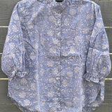 Good Girlfriend Shirt with Ruffle Trim Floral Escape Bluebird/Pinecone