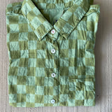 Good Boyfriend Shirt - Checkerboard Olive with Watercress Overdye