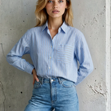 Good Boyfriend Shirt - Tuscan Stripe Cornflower Blue