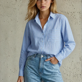 Good Boyfriend Shirt - Tuscan Stripe Cornflower Blue