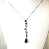 10K White Gold Amethyst Drop Necklace