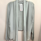 Crop Cardigan with Metallic Trim Accent: Silver / One Size