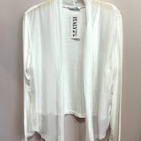 Crop Cardigan with Metallic Trim Accent: White / One Size