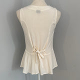 Redeux: White Tank Top with Blue and White Embroidery