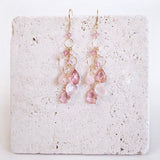 Pink Gemstone Waterfall Earrings