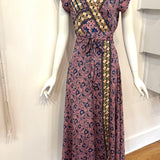 Repurposed Sari Wrap Dress with Cap Sleeve