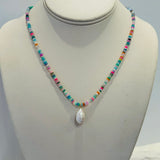 Mixed Colored 4Mm Opals With Freshwater Pearl Drop
