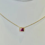 Pink Sapphire, Ruby, Rhodalite, & Pearl Necklace