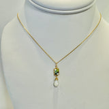 Chrysoprase, Austraian Sapphire & Larimar with White Moonstone Necklace