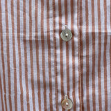 Good Girlfriend Shirt with Ruffle Trim Menswear Stripe Mocha