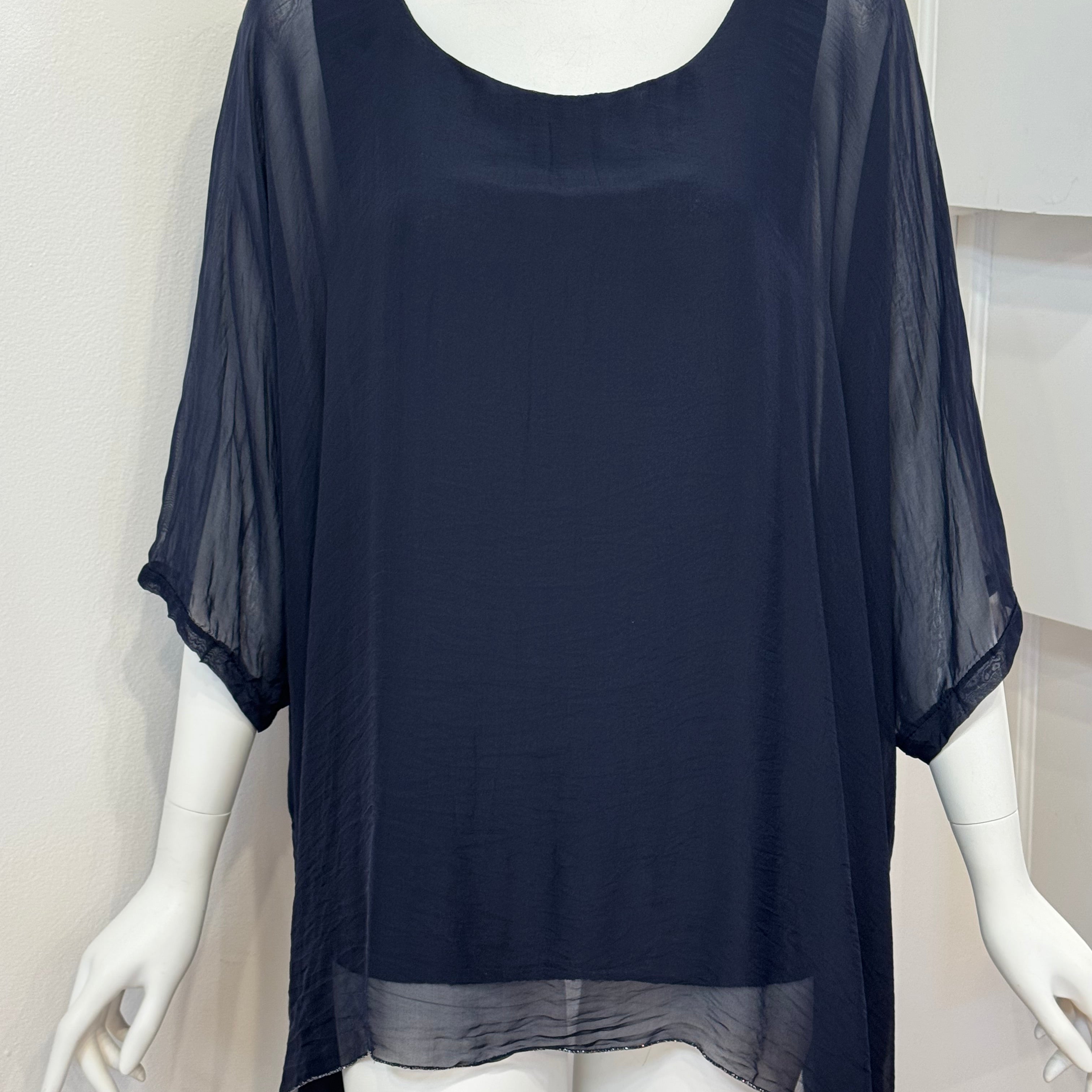 Flowy Silk Top with Lining – One Size - multiple colors