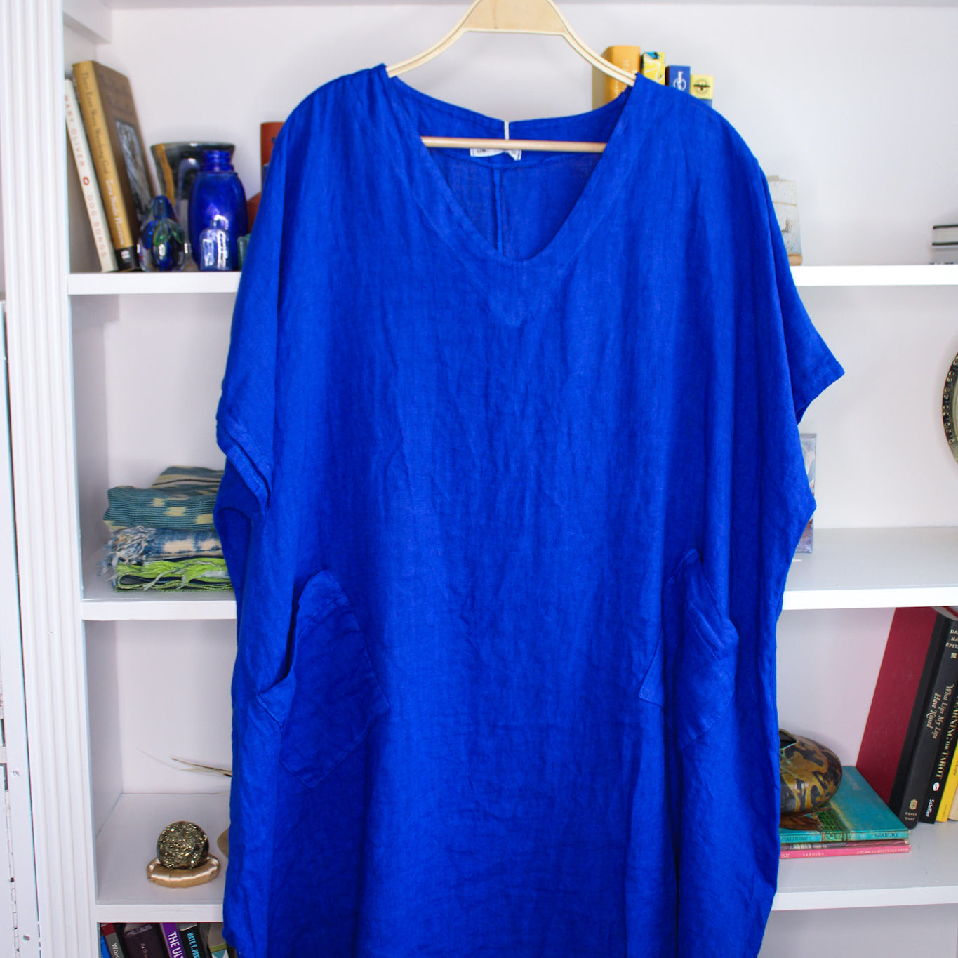 Linen T-Shirt Dress with Front Pockets - 4 Colors