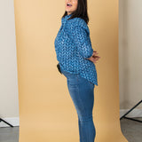 Good Boyfriend Shirt - Indigo Chevron