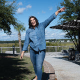 Good Boyfriend Shirt - Indigo Chevron