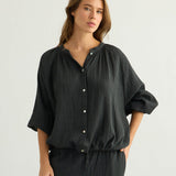 Kaya Buttoned Blouse - Charcoal