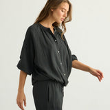 Kaya Buttoned Blouse - Charcoal