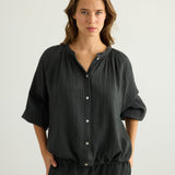 Kaya Buttoned Blouse - Charcoal