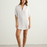 Kaya Oversized Shirt Dress - White