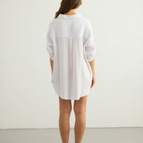 Kaya Oversized Shirt Dress - White