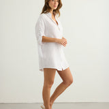 Kaya Oversized Shirt Dress - White