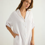 Kaya Oversized Shirt Dress - White