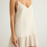 Liv Mini Ruffle Dress - White Stripes