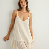 Liv Mini Ruffle Dress - White Stripes