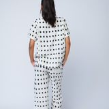 Mare Boxy Cropped Shirt Ikat Squares - Natural Black