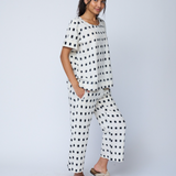 Mare Boxy Cropped Shirt Ikat Squares - Natural Black