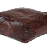 Moroccan Leather Floor Cushion / Ottoman - Mosaic - Lozenge - Brown