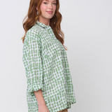 Relaxed Boyfriend Shirt Messy Dot - Watercress