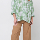 Relaxed Boyfriend Shirt Messy Dot - Watercress