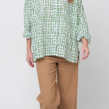 Relaxed Boyfriend Shirt Messy Dot - Watercress
