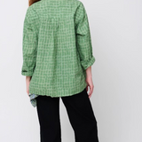 Relaxed Boyfriend Shirt Messy Dot - Overdye Watercress
