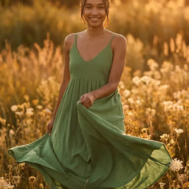 Hamptons Linen Dress - Olive