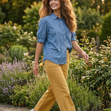 Good Girlfriend Shirt Puff Sleeve Chambray