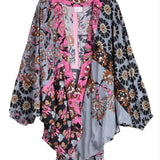 Abstract Floral Kimono Short: PinkSAACHIKimono