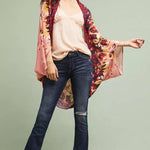 Abstract Floral Kimono Short: PinkComboSAACHIKimono