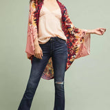 Abstract Floral Kimono Short: PinkComboSAACHIKimono