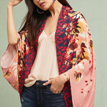Abstract Floral Kimono Short: PinkComboSAACHIKimono