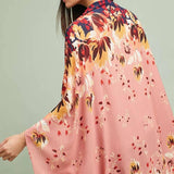 Abstract Floral Kimono Short: PinkComboSAACHIKimono